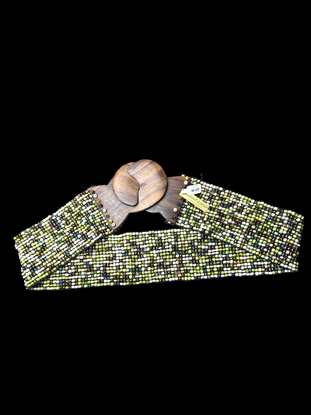 NWT About Color Vintage Beaded Belt OS Wide Stretch Stretchy Belt multicolor